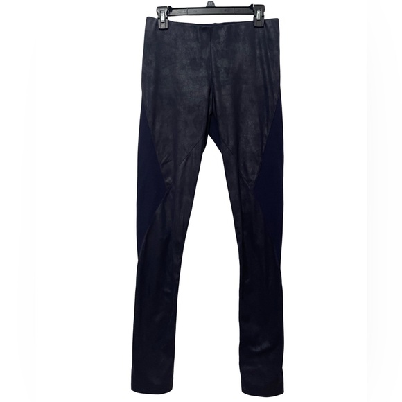 D. Exterior Faux Leather Panel Leggings